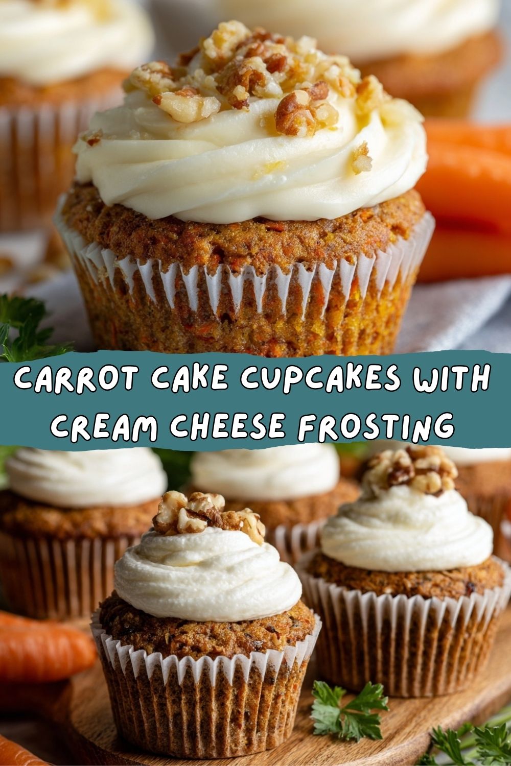 Carrot Cake Cupcakes with Cream Cheese Frosting