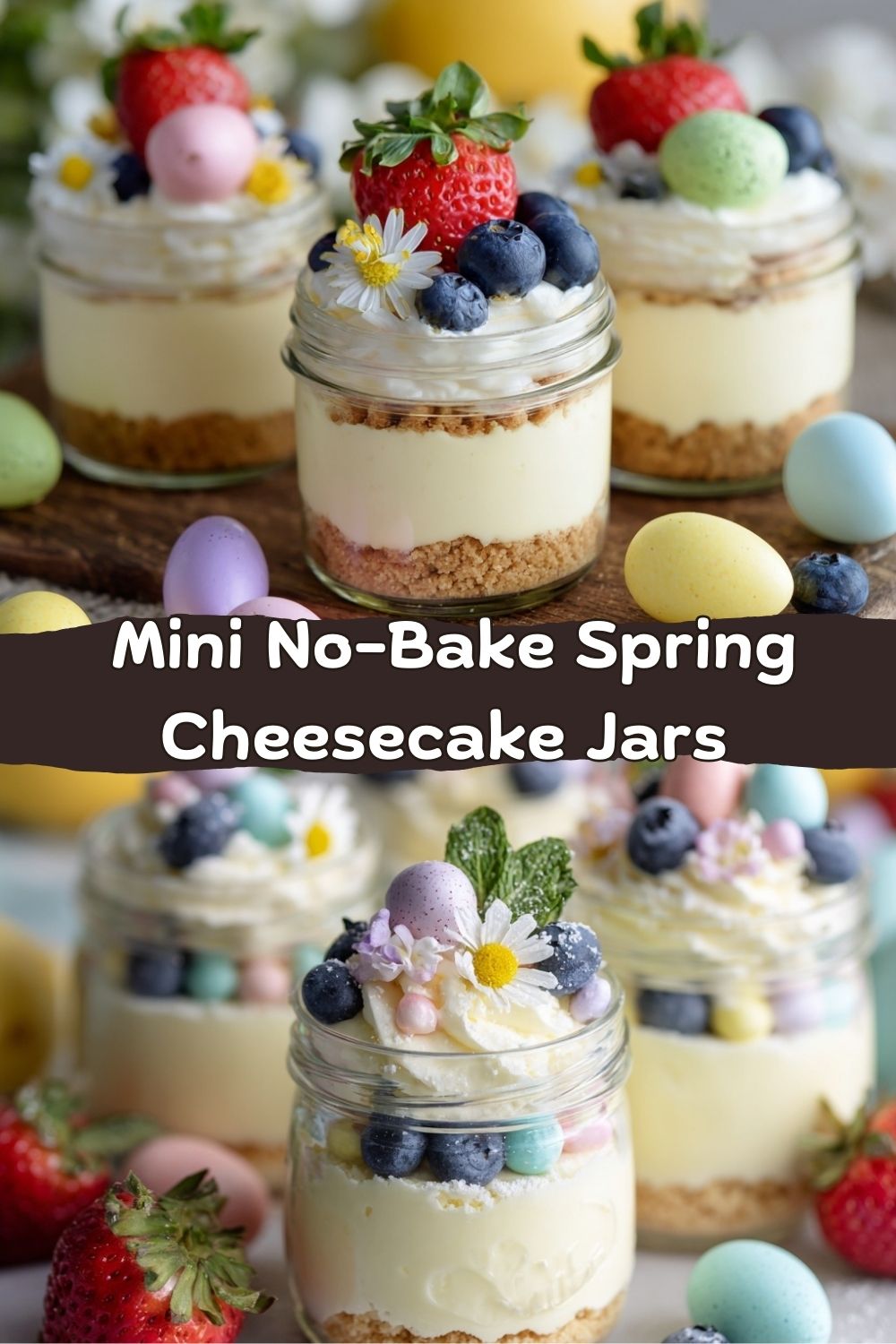 Mini No-Bake Spring Cheesecake Jars