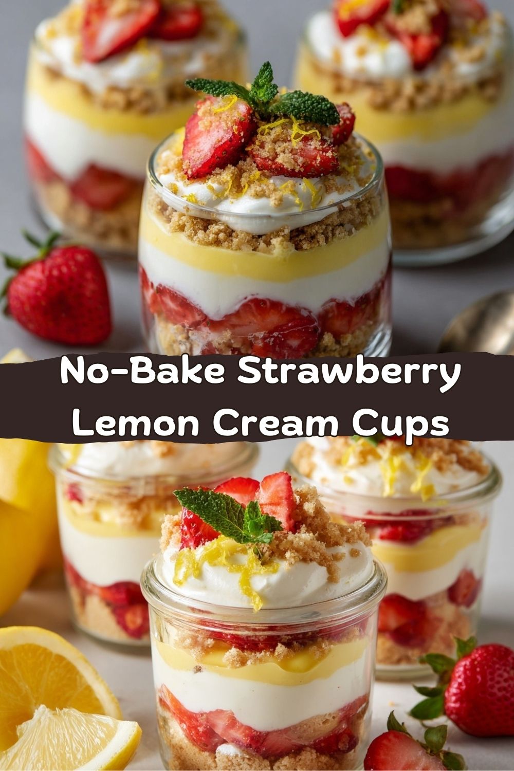 No-Bake Strawberry Lemon Cream Cups
