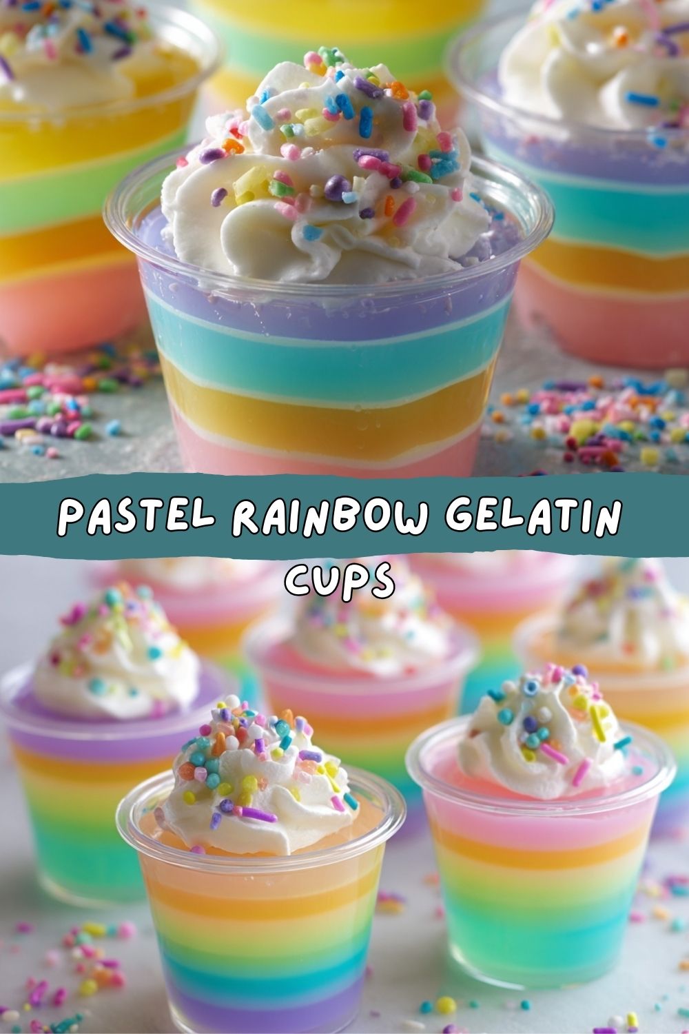 Pastel Rainbow Gelatin Cups