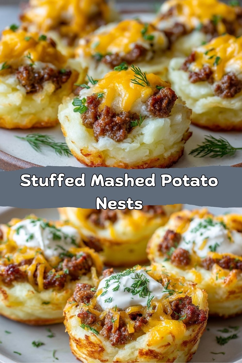 Stuffed Mashed Potato Nests