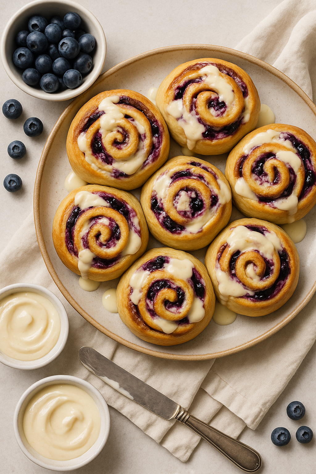 Blueberry Cheesecake Cinnamon Rolls